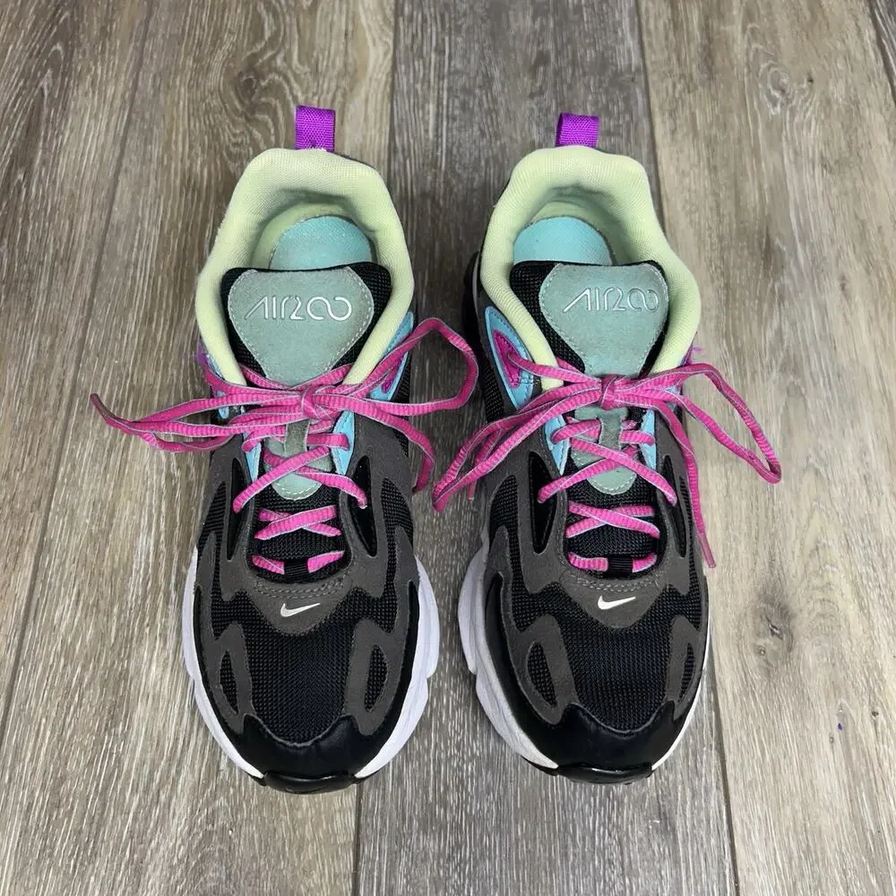 Nike Kids Youth US Size 6 Air Max 200 AT5627-004 Black Gray Pink Sneaker Shoes